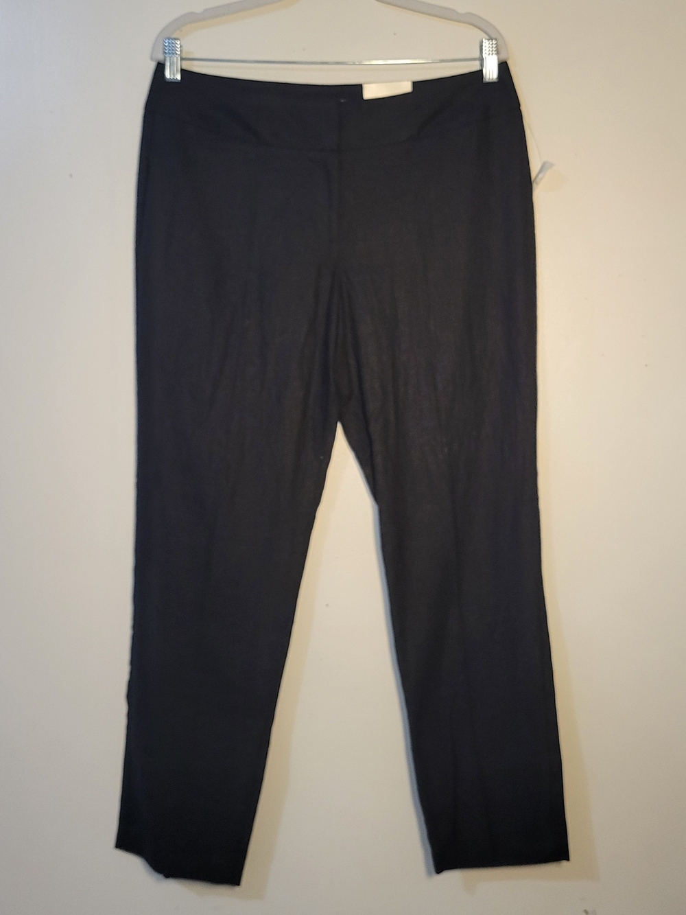 Cato Women's 10 Black Linen Blend Straight-Leg Ankle length Trouser Pants